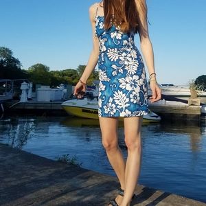 blue hawaiian cotton dress